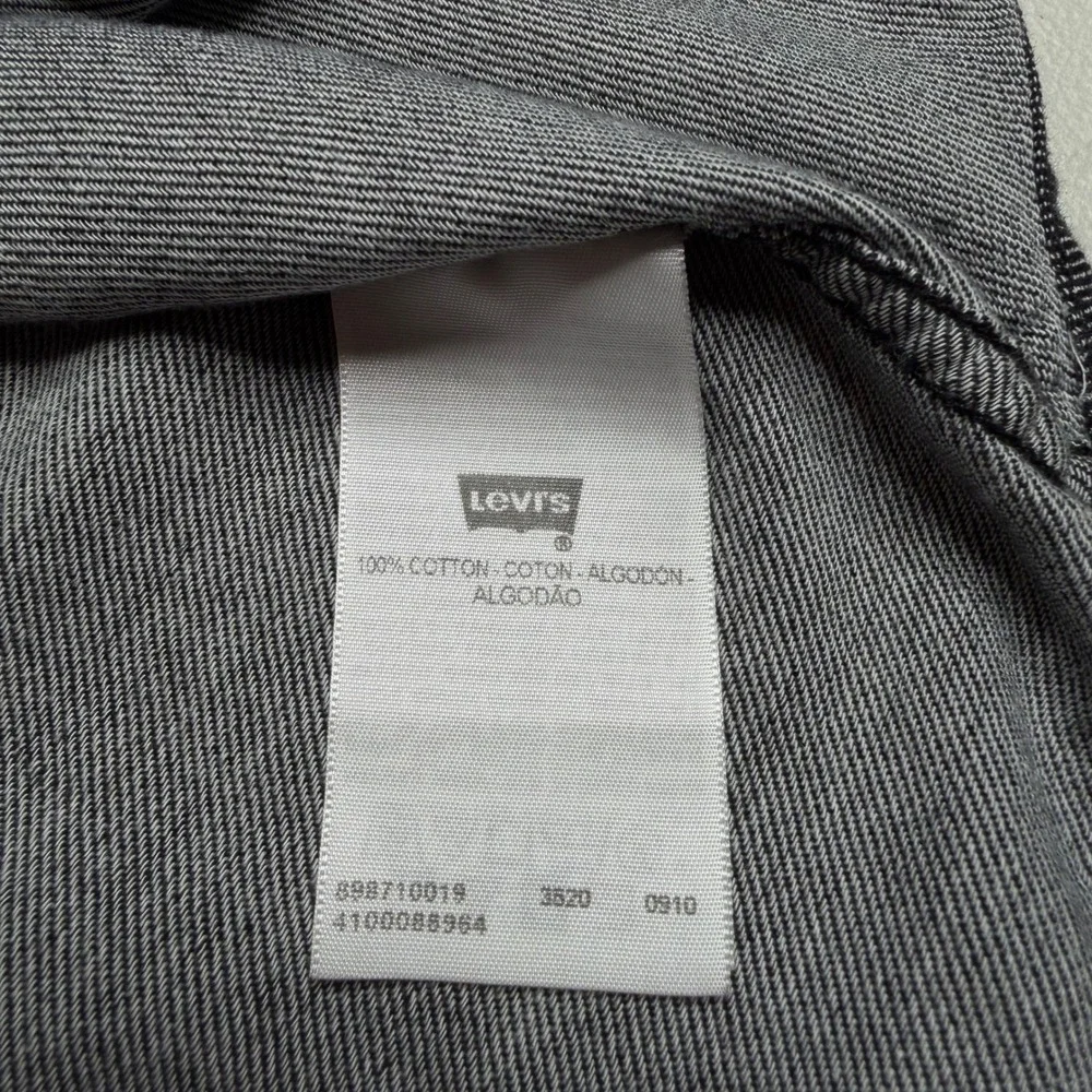 Levis Mens Large Dark Gray Pearl Snap Western Shirt Long Sleeve Cotton